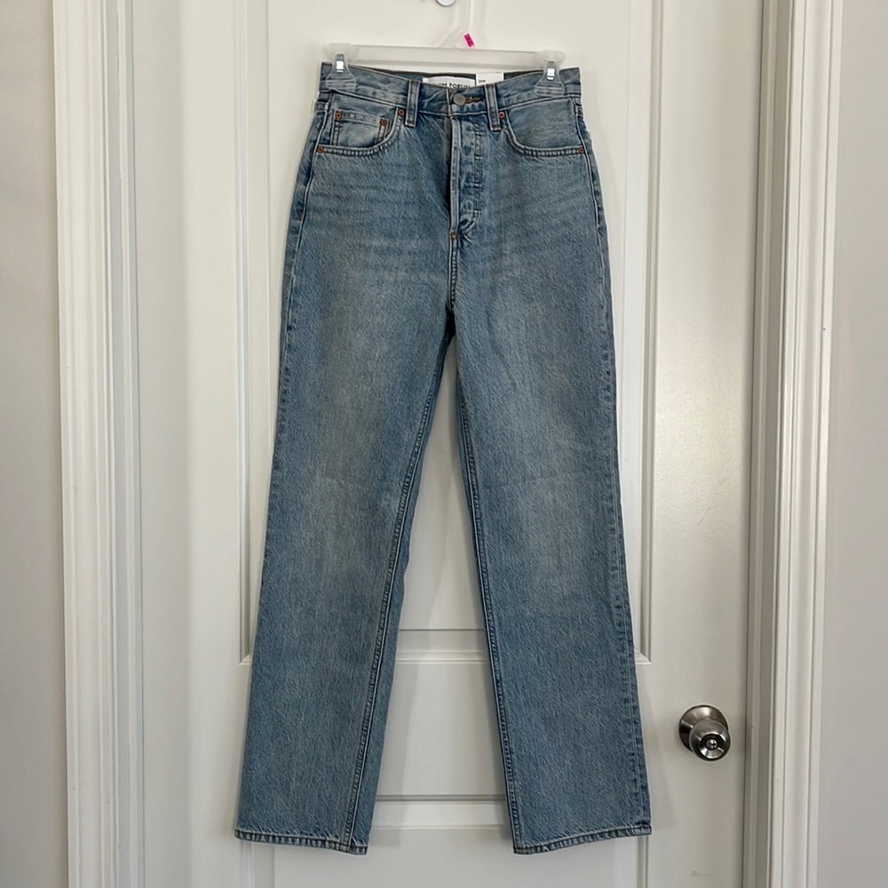 Denim Forum Light Blue Straight-Leg Jeans